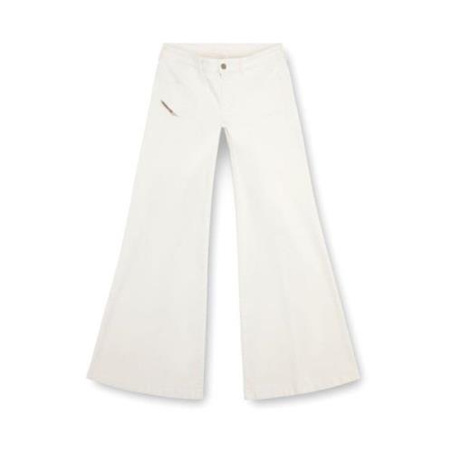 Wijd uitlopende Denim Jeans met Logodetails Diesel , White , Dames