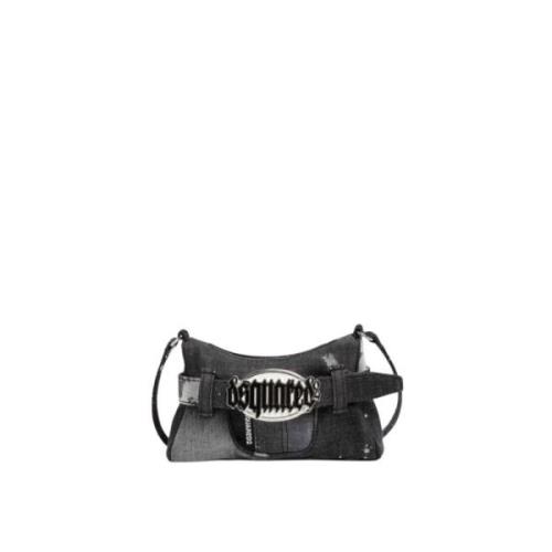 Denim ketting mini tas Dsquared2 , Black , Dames