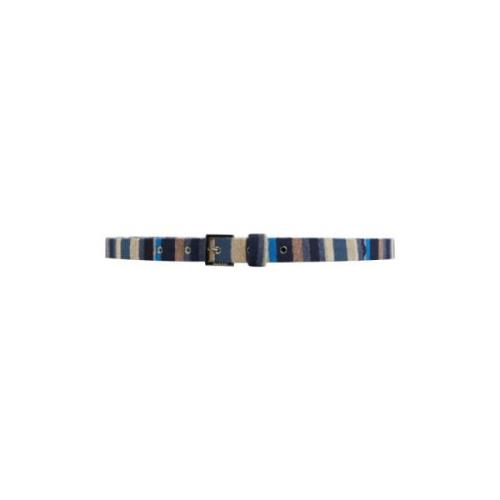 Dames laag blauw fleece riem met veelkleurige strepen Gallo , Multicol...