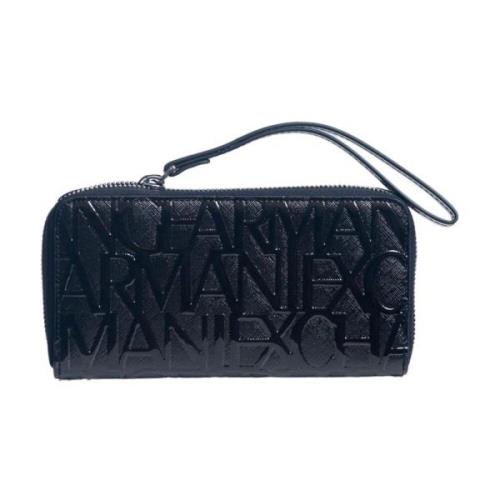 Zwarte damesportemonnee met rits Armani Exchange , Black , Dames