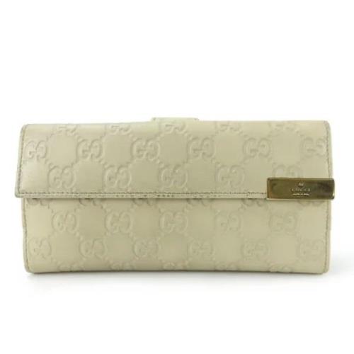 Pre-owned Leather wallets Gucci Vintage , White , Dames