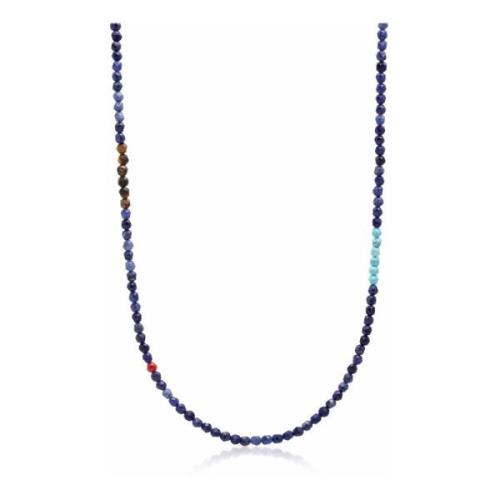 Faceted Dumortierite Necklace with Tiger Eye and Turquoise Nialaya , G...