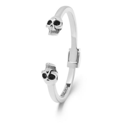 Men's Silver Skull Bangle Nialaya , Gray , Heren