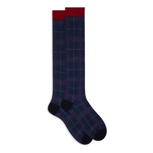 Lange blauwe sokken voor heren met tartan motief Gallo , Multicolor , ...