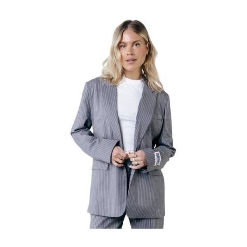 Gestreepte Boyfriend Blazer Colourful Rebel , Gray , Dames