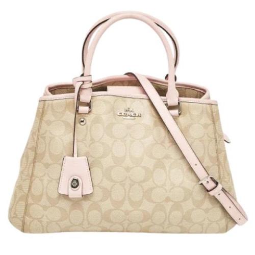 Pre-owned Leather handbags Coach Pre-owned , Beige , Dames