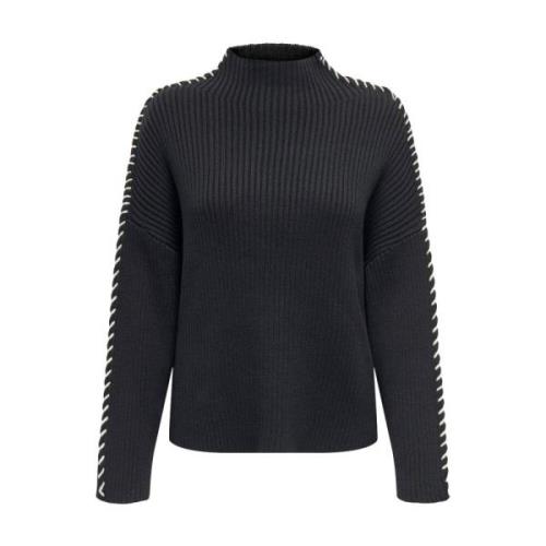 Hoge hals contrast pullover trui Only , Black , Dames