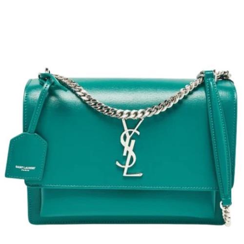 Pre-owned Leather handbags Yves Saint Laurent Vintage , Green , Dames