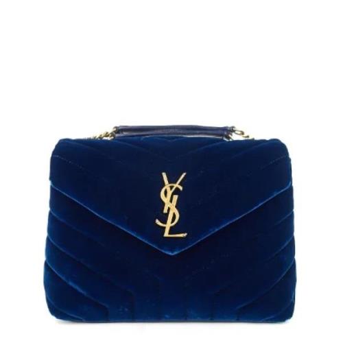 Pre-owned Velvet shoulder-bags Yves Saint Laurent Vintage , Blue , Dam...