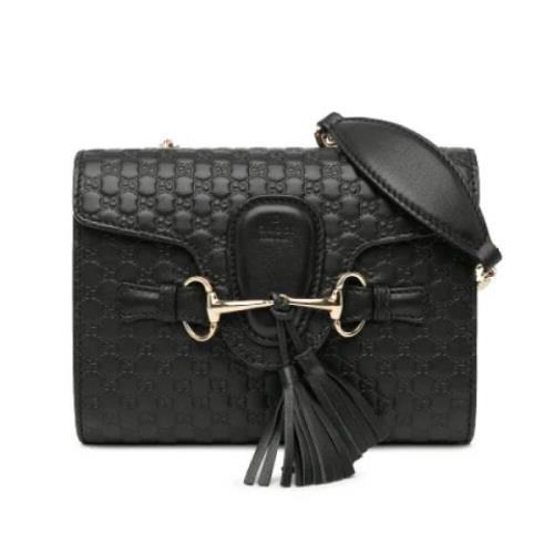 Pre-owned Leather crossbody-bags Gucci Vintage , Black , Dames