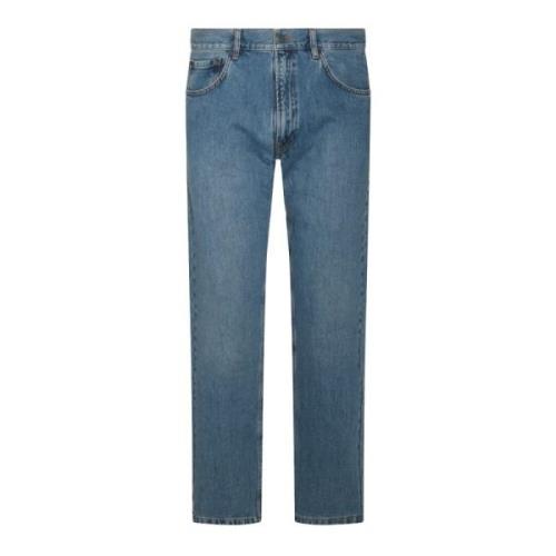 Blauwe Denim Jeans met Ritssluiting Moschino , Blue , Heren