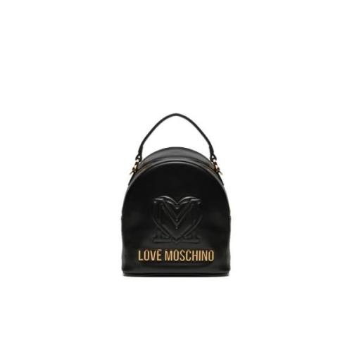 Zwarte rugzak met voorlogo Love Moschino , Black , Dames