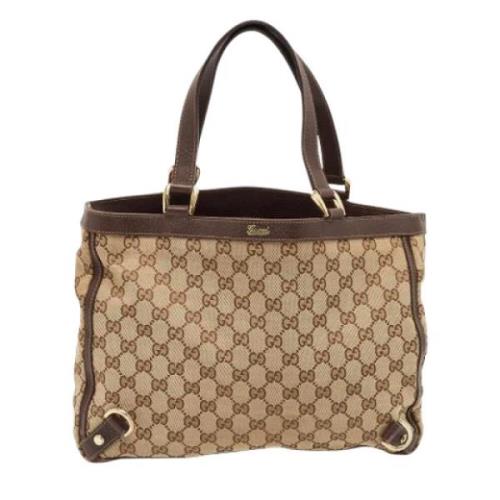 Pre-owned Canvas totes Gucci Vintage , Beige , Dames