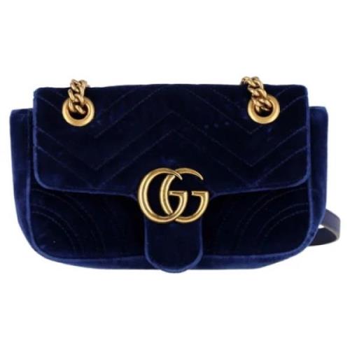 Pre-owned Velvet crossbody-bags Gucci Vintage , Blue , Dames