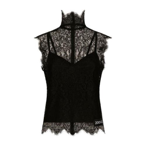 Zwarte Kant Top Look26 Dolce & Gabbana , Black , Dames