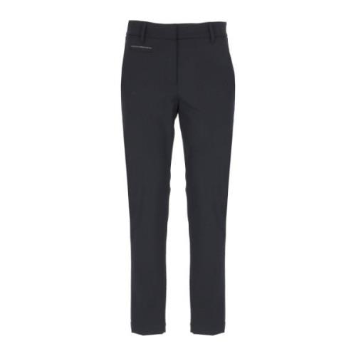 Stijlvolle Blauwe Wol Cropped Broek Brunello Cucinelli , Blue , Dames