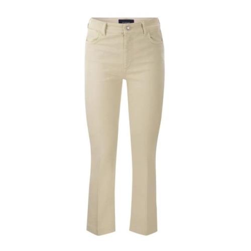 Wijd Uitlopende Katoenen Denim Jeans Sportmax , Beige , Dames