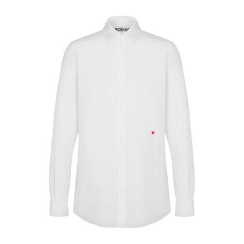 Wit Hart Geborduurd Overhemd Moschino , White , Heren