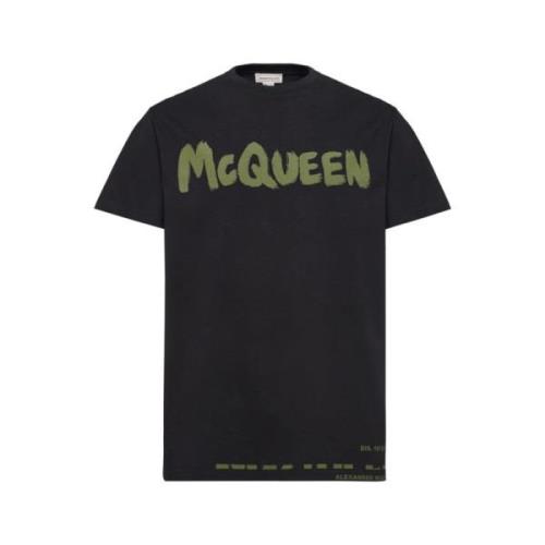 Grafische Print T-Shirt Alexander McQueen , Black , Heren