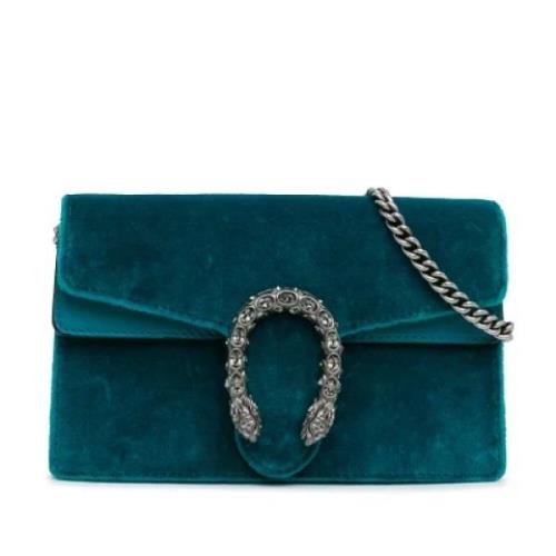 Pre-owned Velvet crossbody-bags Gucci Vintage , Blue , Dames