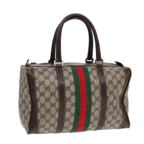 Pre-owned Leather travel-bags Gucci Vintage , Beige , Dames