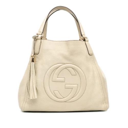 Pre-owned Leather totes Gucci Vintage , White , Dames