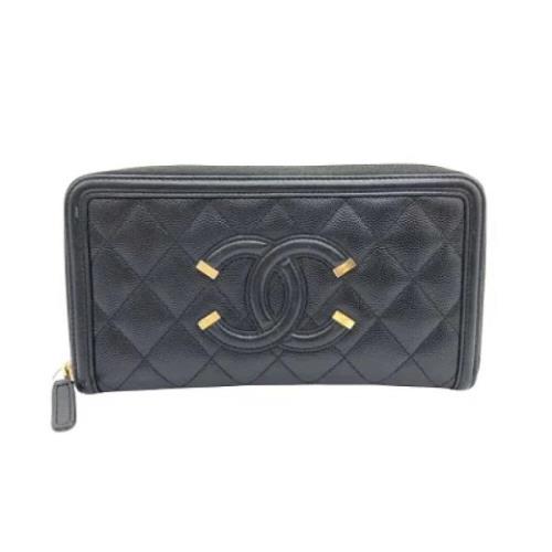 Pre-owned Leather wallets Chanel Vintage , Black , Dames