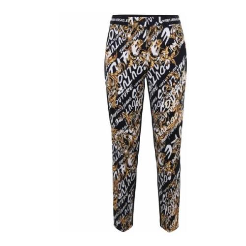 Logo Brush Couture All Over Broek Versace Jeans Couture , Black , Dame...