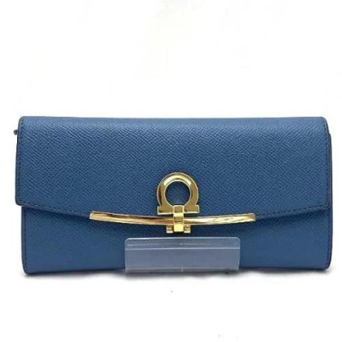 Pre-owned Leather wallets Salvatore Ferragamo Pre-owned , Blue , Dames