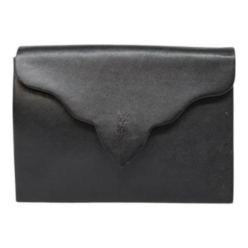 Pre-owned Leather clutches Yves Saint Laurent Vintage , Black , Dames