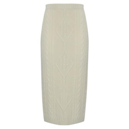 Gevlochten Kasjmier Zijde Wol Rok D.Exterior , Beige , Dames