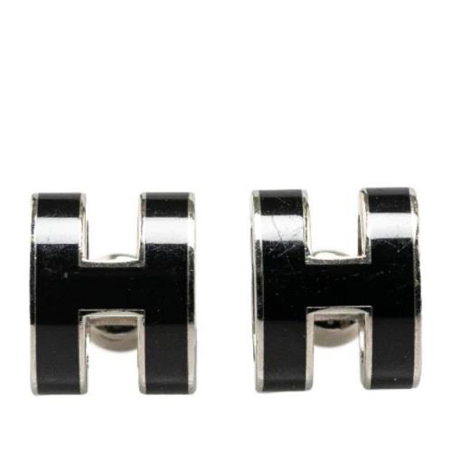 Pre-owned Metal earrings Hermès Vintage , Black , Dames