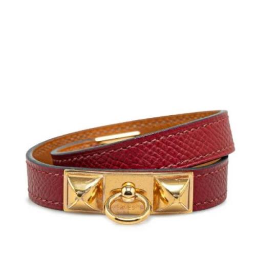 Pre-owned Leather bracelets Hermès Vintage , Red , Dames