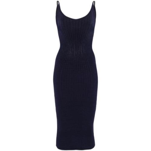 Blauwe Geribbelde Gebreide Jurk Mugler , Blue , Dames