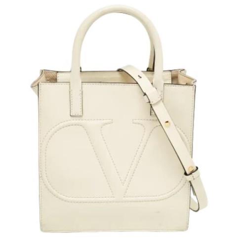 Pre-owned Leather totes Valentino Vintage , White , Dames