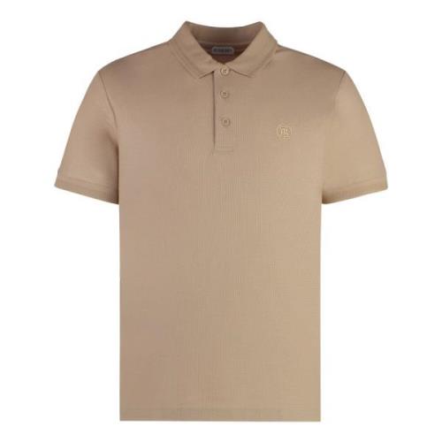 Katoenen Polo Shirt met Ribboorden Burberry , Beige , Heren