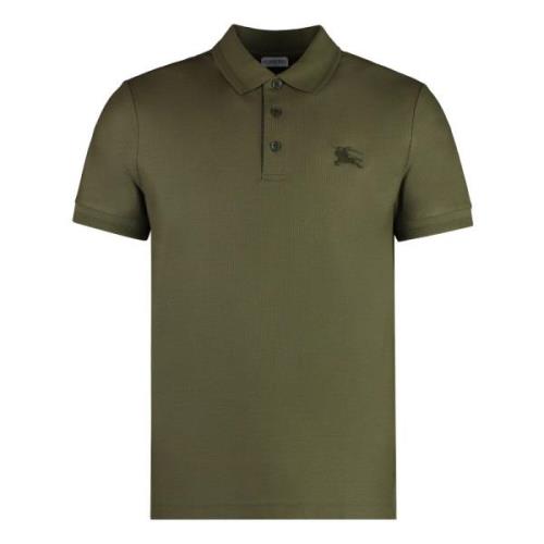 Katoenen Polo Shirt met Ribboorden Burberry , Green , Heren