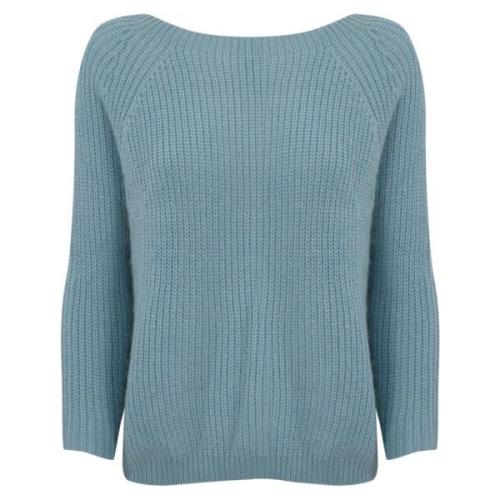 Blauwe Mohair Trui met Raglan Mouwen Max Mara Weekend , Blue , Dames