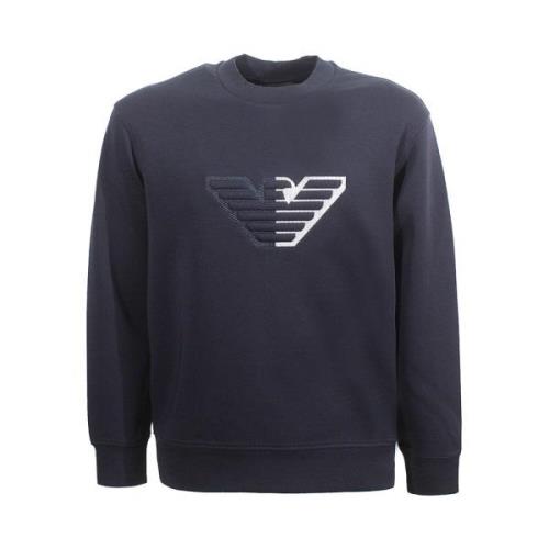 Blauwe Sweater met Adelaar Logo Emporio Armani , Blue , Heren