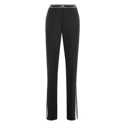 Gestreepte Crepe Broek met Elastische Tailleband Elisabetta Franchi , ...