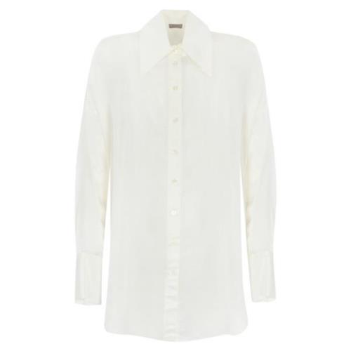 Witte Viscose Overhemd Lange Mouw Herno , White , Dames