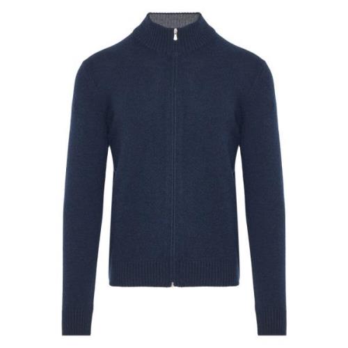 Luxe Cashmere Cardigan met Volledige Rits Gran Sasso , Blue , Heren