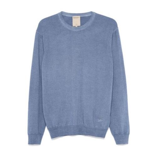 Blauw Gewassen Ronde Hals Trui Woolrich , Blue , Heren