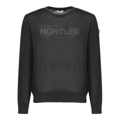 Zwarte Trui met Lange Mouwen Minimaal Ontwerp Moncler , Black , Heren