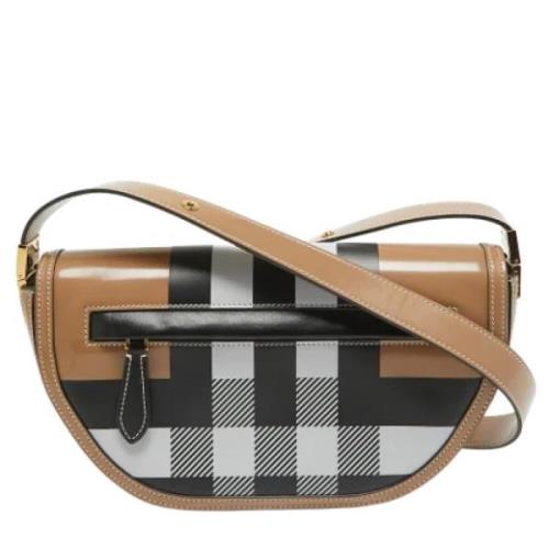 Pre-owned Leather shoulder-bags Burberry Vintage , Beige , Dames