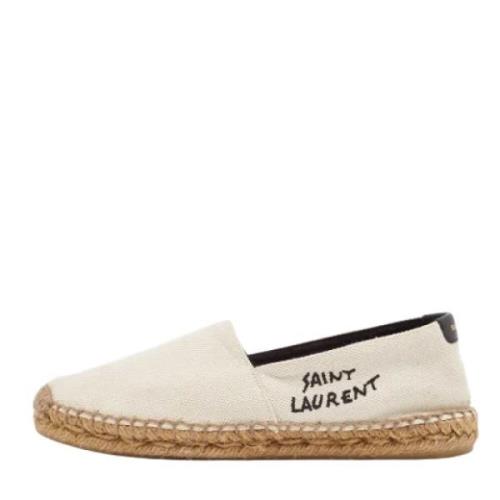 Pre-owned Canvas flats Yves Saint Laurent Vintage , White , Dames