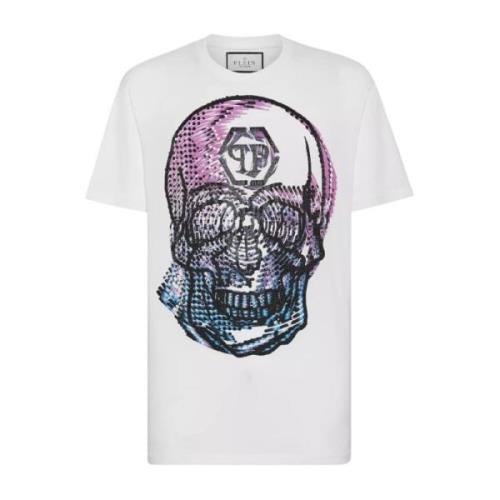 Wit Skull Grafisch T-shirt Philipp Plein , White , Heren