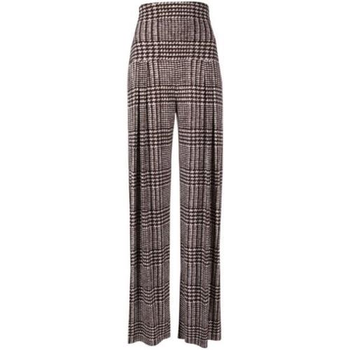 Bruine Houndstooth Geplooide Broek Norma Kamali , Brown , Dames