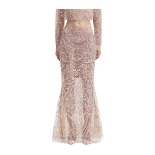 Paillet Paisley Maxi Rok in Nude Self Portrait , Pink , Dames