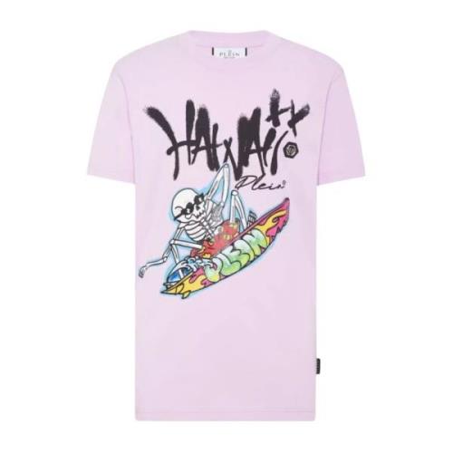 Paarse Hawaii Grafische T-shirt Philipp Plein , Purple , Heren